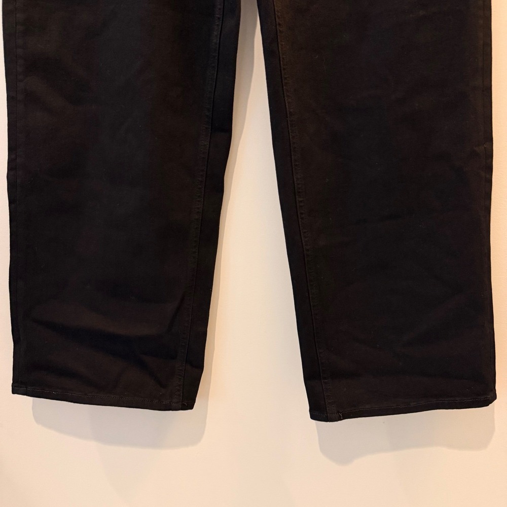 Quince Bella Stretch Patch Pocket Wide Leg Jeans Denim Cropped Black 28 Long NWT - Picture 6 of 13